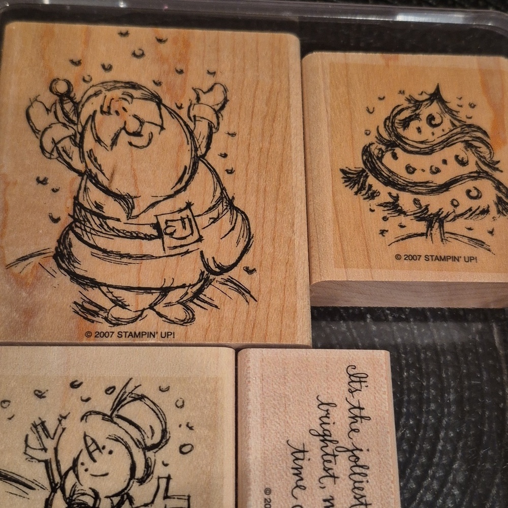 STAMPIN' UP! Retired 2007 'Jolliest Time Of The Year' Stamp Set, Set of 4 Stamps - Picture 2 of 8